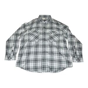 Duluth Trading Co Shirt Mens 2XL Gray Black Plaid Flannel Button Up Workwear